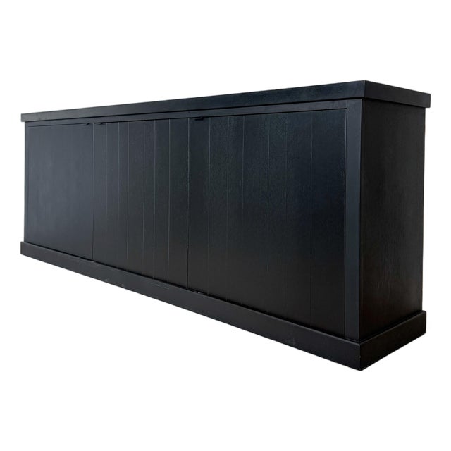Black Wooden Sideboard with Panel Doors For Sale