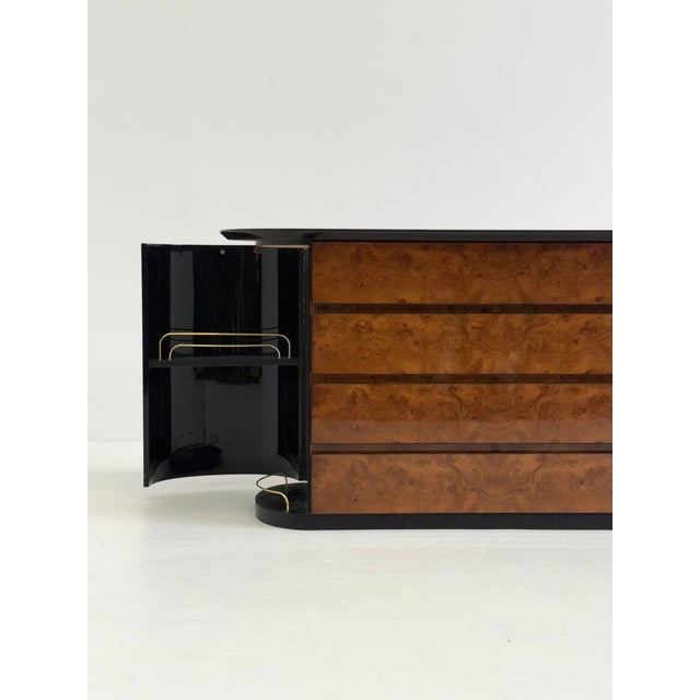 Wood Vintage Chest of Drawers in Lacquered Burl Wood with Bar by Voltan, 1970s For Sale - Image 7 of 10