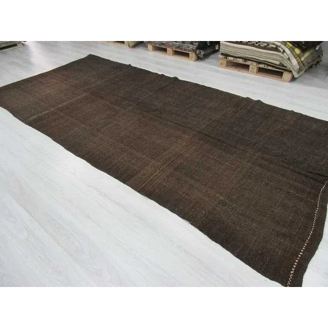 1960s Vintage Brown Turkish Kilim Rug - 6′2″ × 13′11″ For Sale - Image 5 of 6