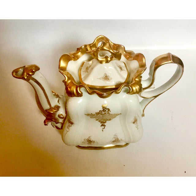 Mid 19th Century Antique Meissen Style Rococo Gold Encrusted Coffee Pot by Tpm Carl Tielsch For Sale - Image 11 of 13