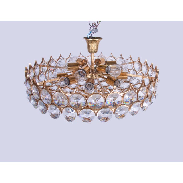 Metal 27 Semi Chandelier in Swarovski Crystal and Brass from Palwa, 1960s For Sale - Image 7 of 10