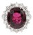 Gia Certified Solid Platinum 900 Natural Diamond and Natural Garnet Ring, Size 6.25 For Sale