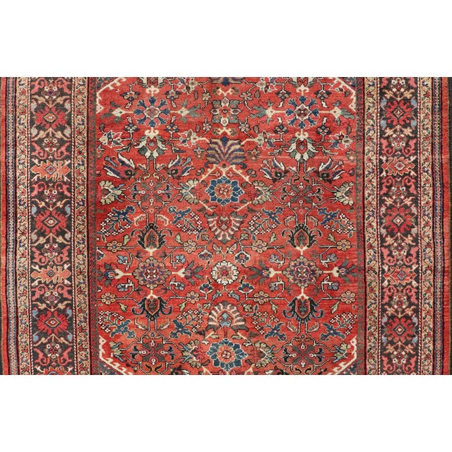 Islamic Antique Mahal Rug With All Over Design in Soft Red and Brown Border For Sale - Image 3 of 13