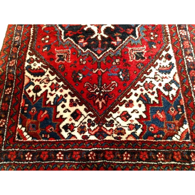 Vintage Persian Heriz Serapi Area Rug in Near Square Size in Red, Ivory, Navy For Sale - Image 4 of 9