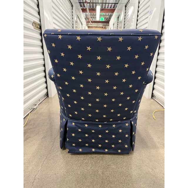 Ralph Lauren Home Attributed to Ralph Lauren Club Chair in Iconic Star-Pattern Fabric For Sale - Image 4 of 7