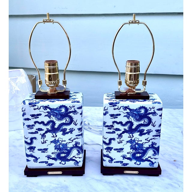 Ralph Lauren Blue & White Dragon Lamps — New with Tags, Pair Beautiful pair of Ralph Lauren porcelain lamps featuring blue...