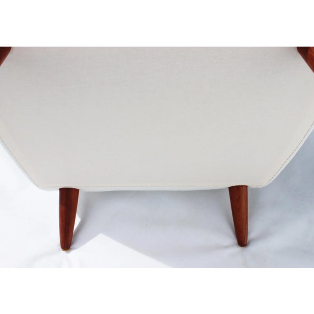 Danish Rosewood Easy Chair with Low Back Upholstered in White Fabric, 1960s For Sale - Image 6 of 7