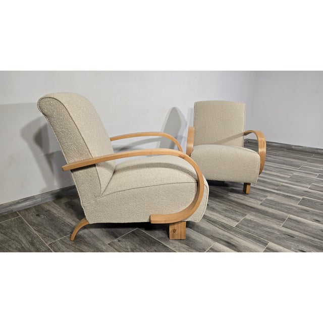Beige Art Deco Lounge Chairs from Jindřich Halabala, 1950s, Set of 2 For Sale - Image 8 of 10