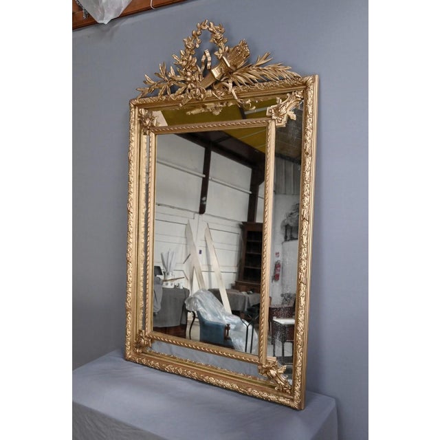 Large 19th Century Louis XVI Mirror with Parcloses For Sale - Image 4 of 14