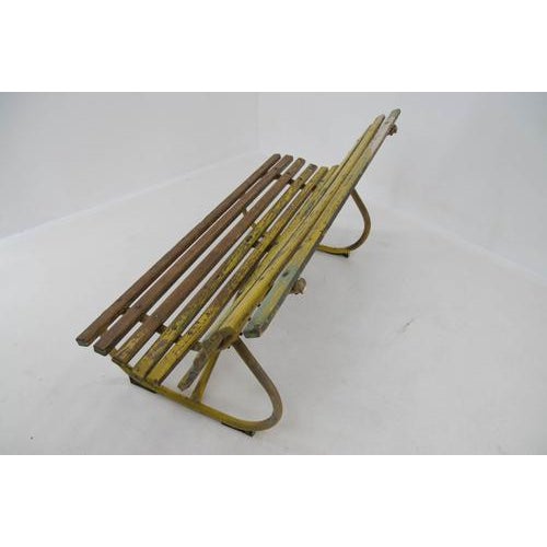 Vintage Industrial Wood and Iron Bench, Czech Republic, 1920s For Sale - Image 16 of 17