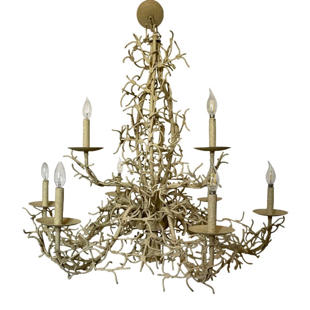 1970's Mid-Century Modern Faux Coral Reef Style Meyda Style Chandelier For Sale