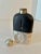 Glass Flask with Etched Silver Plate Base and Leather Top For Sale - Image 9 of 12