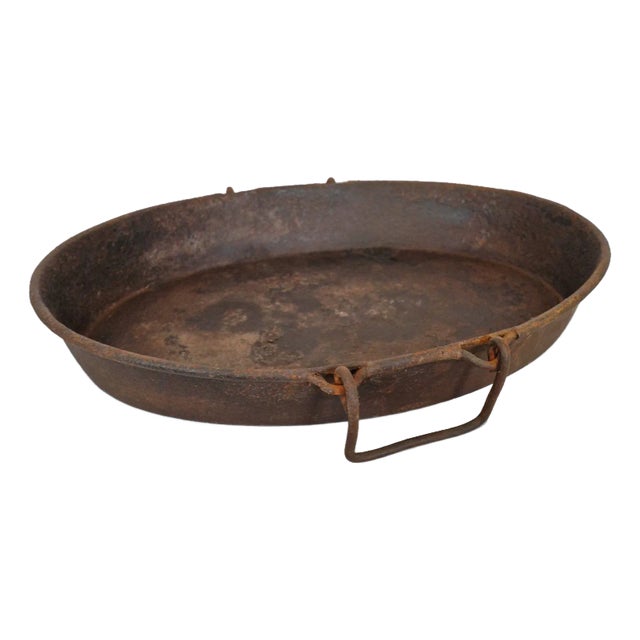 Vintage Iron Oval Tray For Sale