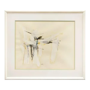 Motke Blum, Israeli Modernist Abstract Expressionist Mixed Media Painting White on White