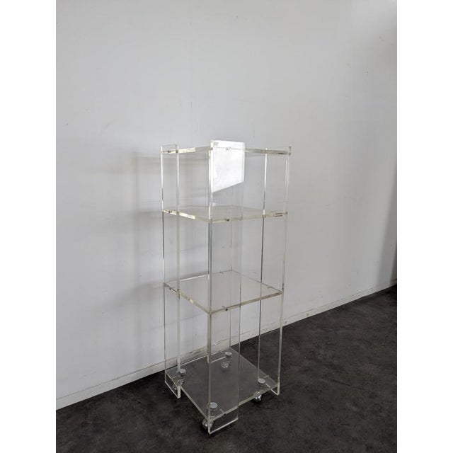 Rolling Acrylic Glass Shelf from Marais International, 1970s, in Very Good conditions. Designed 1970 to 1979