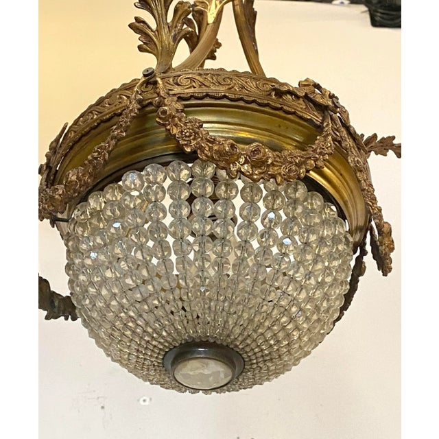 Glass Bronze & Crystal Pendant Light, 1960s For Sale - Image 7 of 11