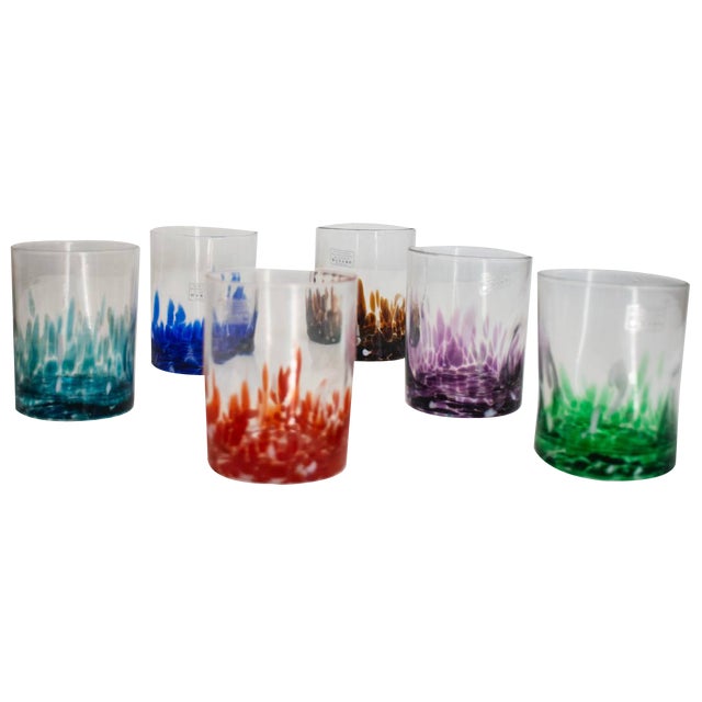 Drinking Set by Vestidello Luke for La Vetreria Firenze, Set of 6 For Sale