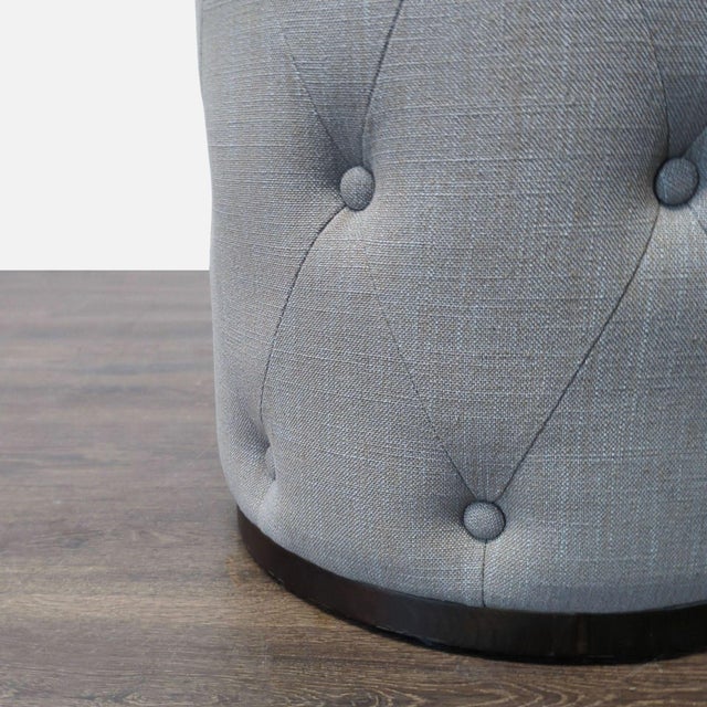 Contemporary West Elm Button Tufted Drum Ottoman For Sale - Image 3 of 5