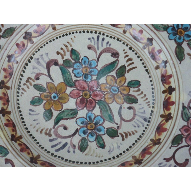 Rustic European Mid 20th Century Platter 12" Earthenware Hand Painted from Portugal Signed - Rustica Lisboa For Sale - Image 3 of 12