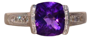 The Bassano: Amethyst Ring with Natural Diamonds in White Gold