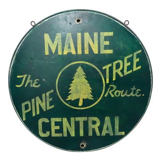 Hand Crafted Wood Replica Maine Central Railroad Sign For Sale