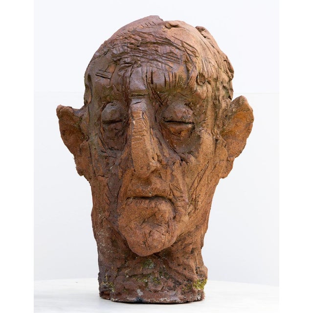 Ceramic Expressionist Head in White Stoneware with Bismuth Rakú Glaze, 2010s For Sale - Image 11 of 18