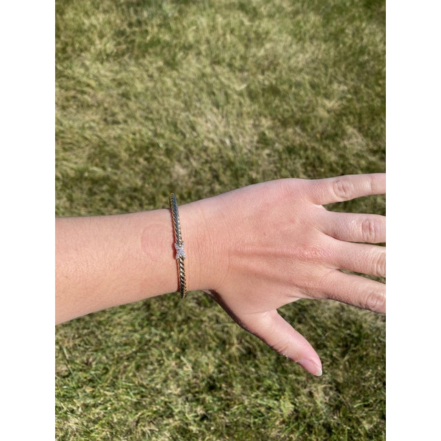 Gold David Yurman Diamond X Criss Cross Bracelet, 18k Yellow Gold, Length 6.38 Inches For Sale - Image 8 of 8