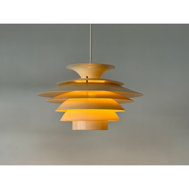 Scandinavian Cream Pendant Lamp with 7 Layers from Jeka, Denmark, 1960s, in Very Good conditions. Designed 1960 to 1969...