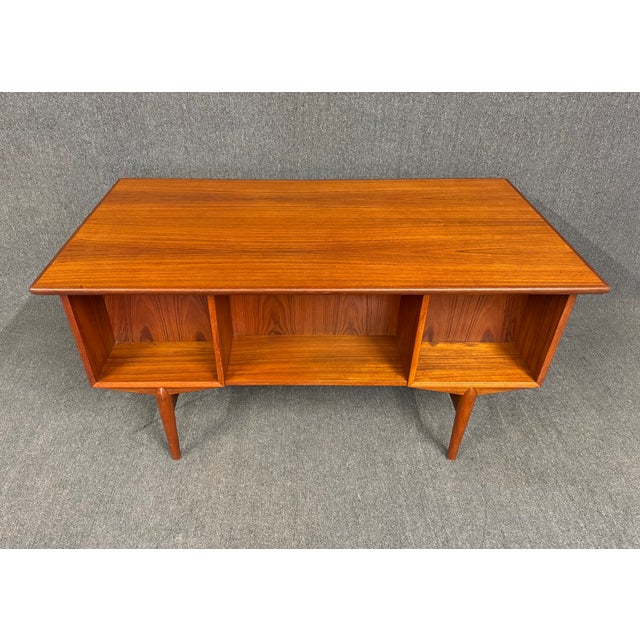 Vintage Danish Mid Century Modern Teak Writing Desk For Sale - Image 10 of 10
