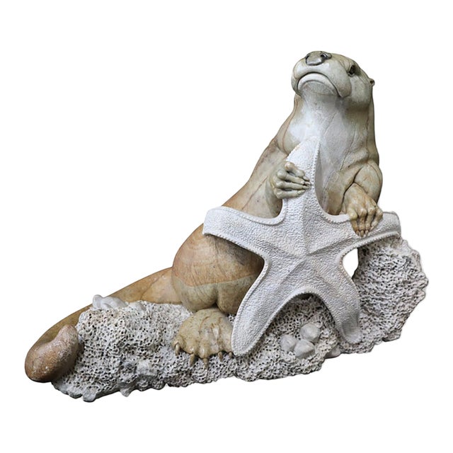 Kevin Peters "Get Your Own Starfish" Brazilian Soapstone Sea Otter Sculpture For Sale