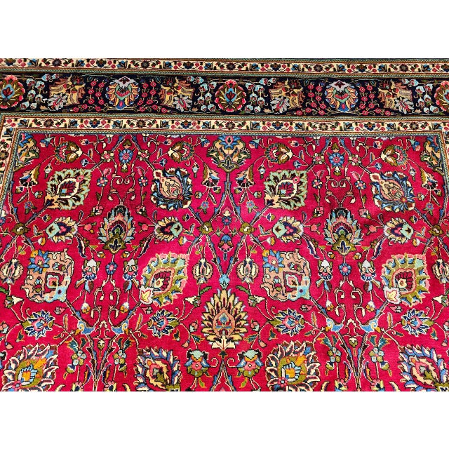 Vintage Persian Tabriz Rug, Hand-Knotted Wool, All Over Geometric Pattern, Red & Navy, 10x13 For Sale - Image 14 of 18