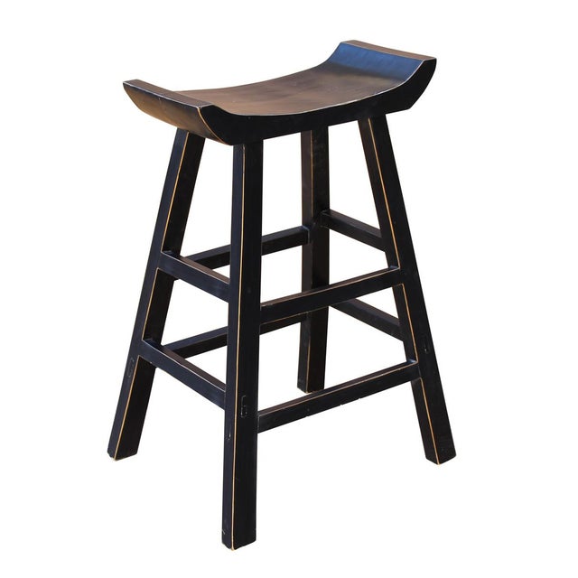 Black Solid Wood UShaped Bar Stool Chairish