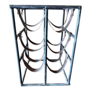 Arthur Umanoff Iron & Leather Mid Century Modern Wine Rack
