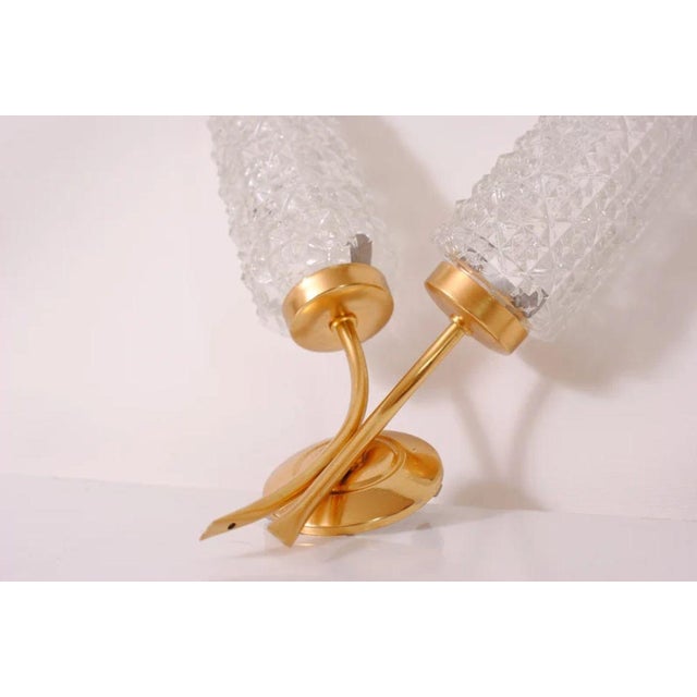 Vintage Wall Sconce with Cut Glass Tulips, 1960s, in Flawless conditions. Designed 1960 to 1969 European Plug (up to...