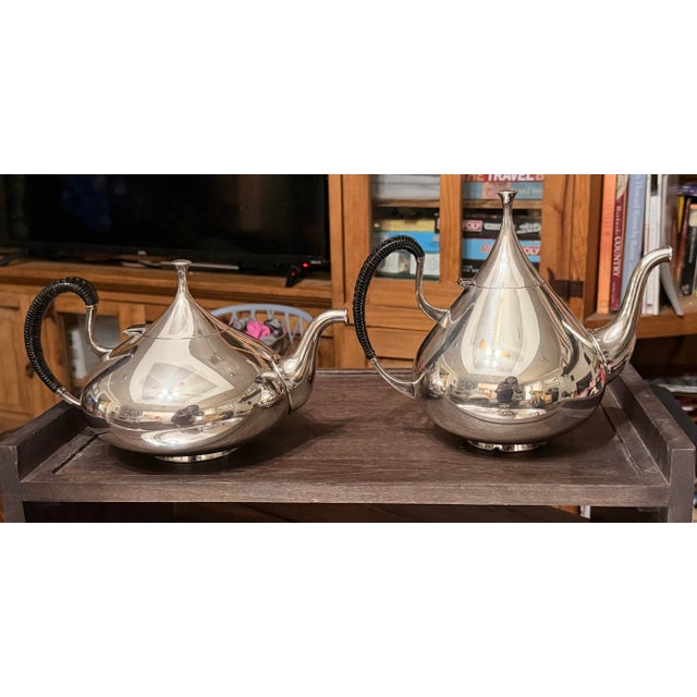 1960s Mid Century Modern John Prip for Reed and Barton. Dimension Tea and Coffee Service Set With Tray and Extra Coffee Pot. Silverplate - 6 pcs For Sale In Little Rock - Image 6 of 12