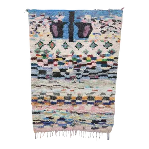 Abstract Moroccan Boucherouite Rug - 4'2" X 6'1" Ft