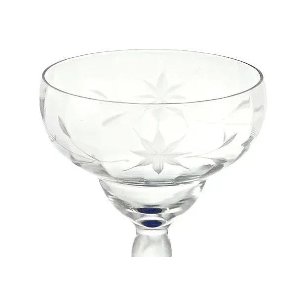 Transparent 1920s Cobalt Cut-Crystal Stems - Set of 16 For Sale - Image 8 of 9