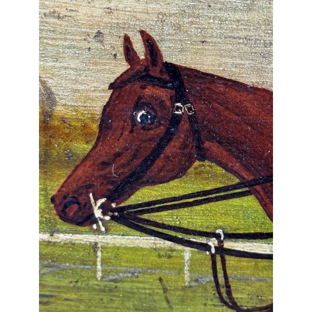Wood English Oil Painting of Racehorse Persimmon With Jockey Jack Watts, Royal Thoroughbred Portrait Circa 1898 in the Manner of John Frederick Herring Sr. For Sale - Image 7 of 18