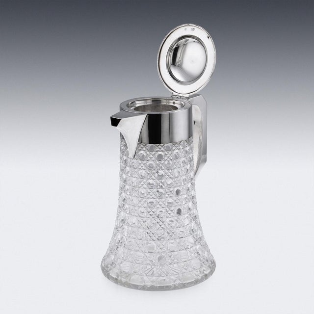 Metal Antique Victorian Silver and Cut Glass Claret Jug, 1896 For Sale - Image 7 of 18