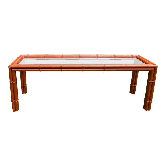Faux Bamboo Console Table For Sale