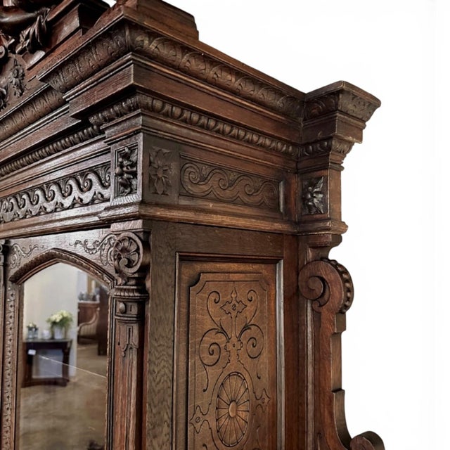 Grand 19th Century French Renaissance Revival Bookcase Signed by Sculptor Benjamin Deguil For Sale - Image 12 of 18