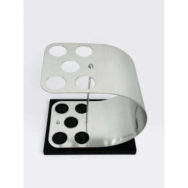 Aluminum and Wood Umbrella Stand, 1970s For Sale - Image 3 of 10