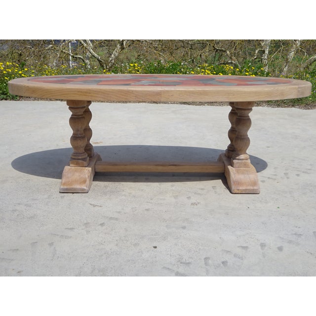 Vintage Coffee Table in Oak and Ceramic by Barrois for Vallauris, 1950s For Sale - Image 10 of 18