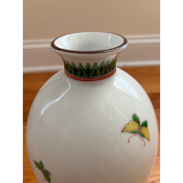 Vintage Japanese Fukagawa Seiji Arita Porcelain Butterfly Vase For Sale - Image 4 of 8
