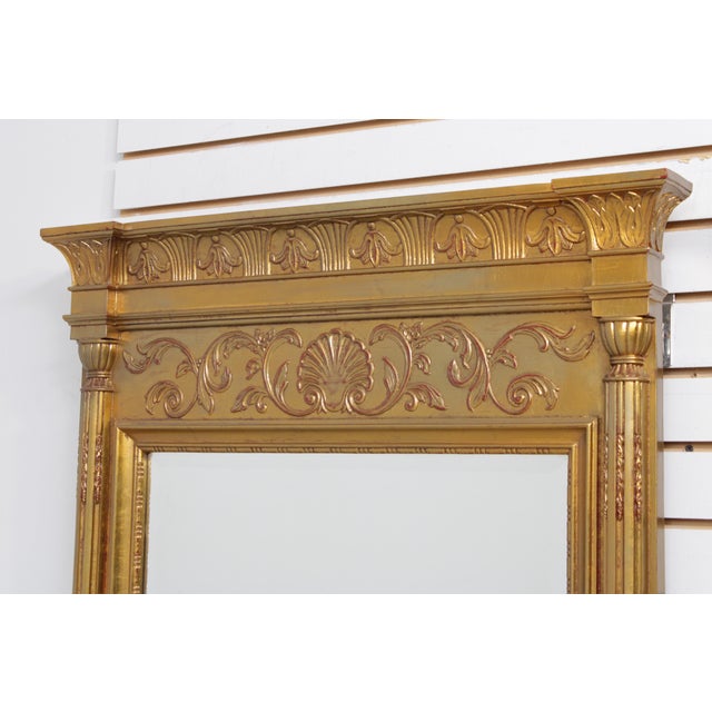 Neoclassical Pair Neoclassical Style Gold Leaf Finish Mirrors For Sale - Image 3 of 14