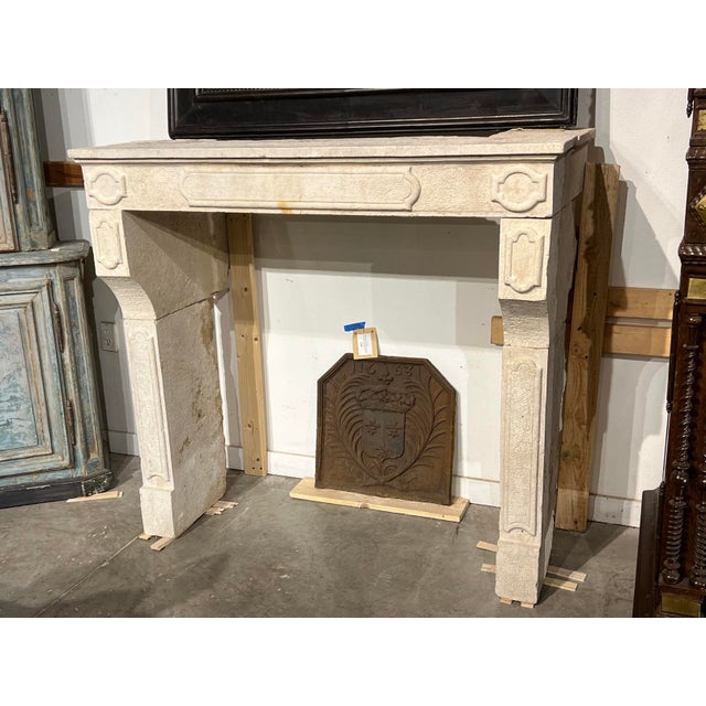 Antique French Limestone Fireplace Mantel From Burgundy, 19th Century For Sale - Image 16 of 18