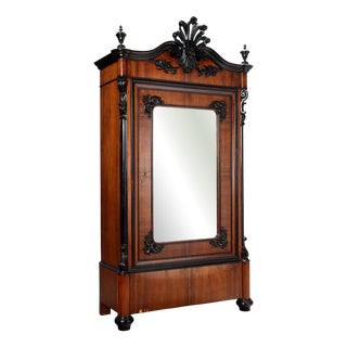 Antique 19th Century Louis Philippe Single Door Wardrobe, Italy For Sale