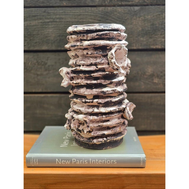 Sculptural Black and White Ceramic Vase by Diane Grant. Measurements (in.): H 13.8 in by W 9 by D 9 Signed Diane Grant and...