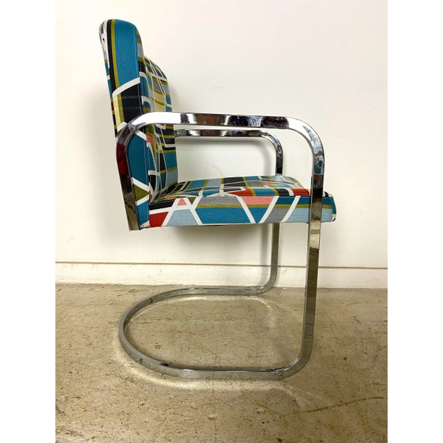 Mid-Century Modern Mid 20th Century Chrome Chairs With Maharam Fabric - Set of 4 For Sale - Image 3 of 11