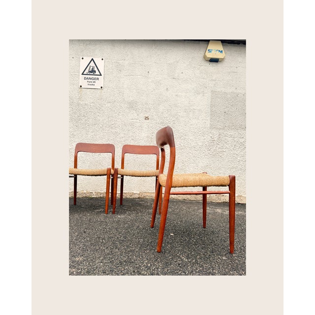 1960s Vintage Model 75 Teak Dining Chairs by Niels Otto Møller, 1960s, Set of 4 For Sale - Image 5 of 8